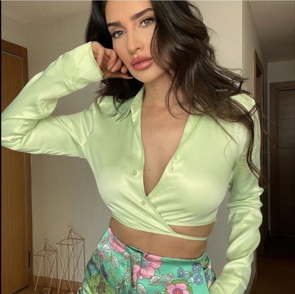 Zara Satin Effect Wrap-tie Top